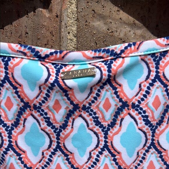 Cabana Life Colorful Geometric Pattern Coral Blue Summer Sun Beach Tie Dress S - Picture 11 of 16